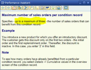 SAP "Help" on the Max No. or Orders Field