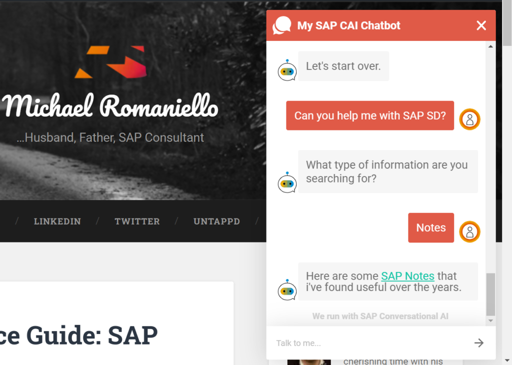 My SAP CAI Chatbot